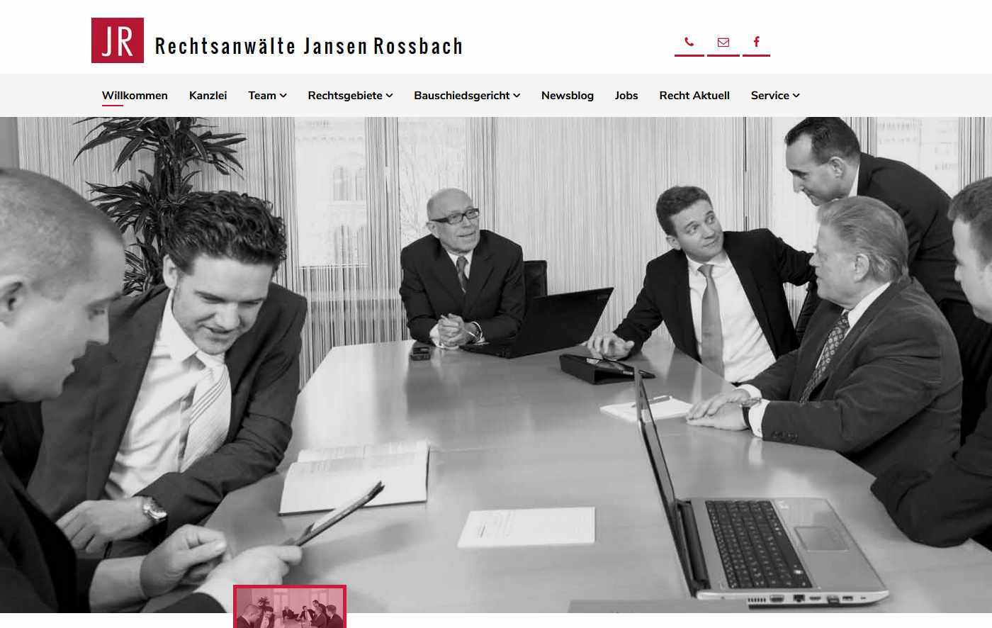 Startseite vom Jansen Rossbach Rechtsanwälte PartmbB