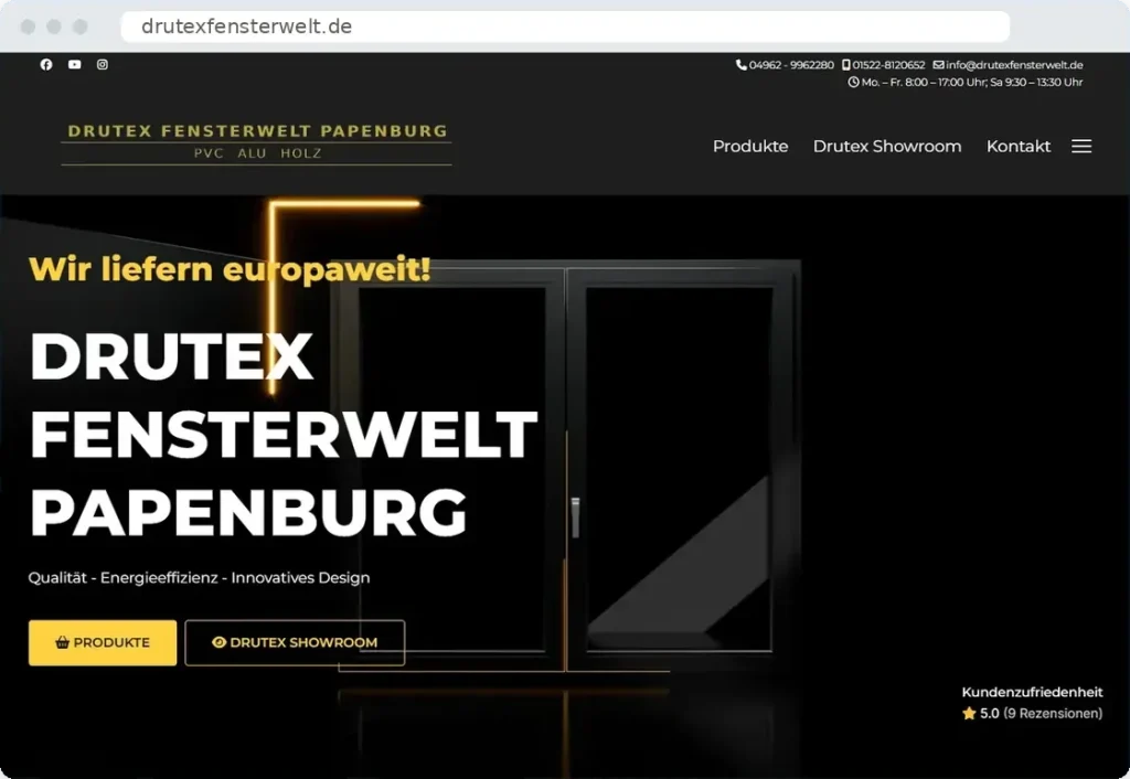 Startseite Drutex Fensterwelt, Papenburg